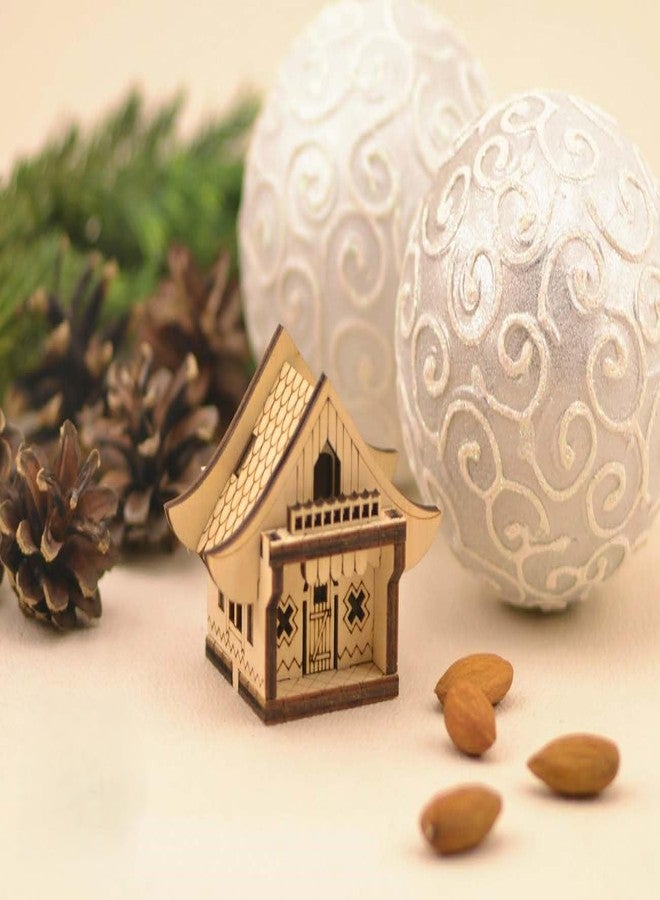 Raystar™ Wooden Miniature Cottage House Models, DIY Assembly Set of 6, Natural Wood, 3 x 3 x 3 CM - Image 4